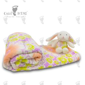 Baby Bunny Stuffed Security Blanket Flower Print Blanket EcoFriendly 75 X 87cm