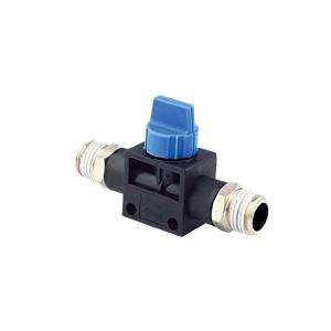 China Flexible Pneumatic Tube Fittings HVSS Hand Control Valve Black Male R Thread Connector on sale