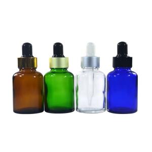China Essential Oil Brown Dropper Bottles , Oil Dropper Bottle With Aluminum Black Dropper Cap on sale