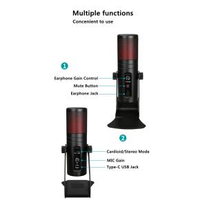 14mm Capsule 5V Usb Streaming Podcast PC Microphone Noise Cancelling