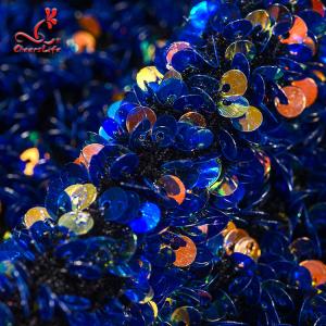 SGS Laser Sequins Shinny Embroidered Lace Fabric With Elastic Mesh