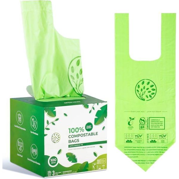 Quality Eco-Friendly Boxed Compostable Tie handle Trash Bags wholesale