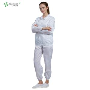 ESD antistatic cleanroom jacket and pants white color autoclave sterilization