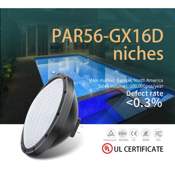 PAR56 Acrylic Swimming Pool Light 18W High Voltage GX16D Base PC Cover