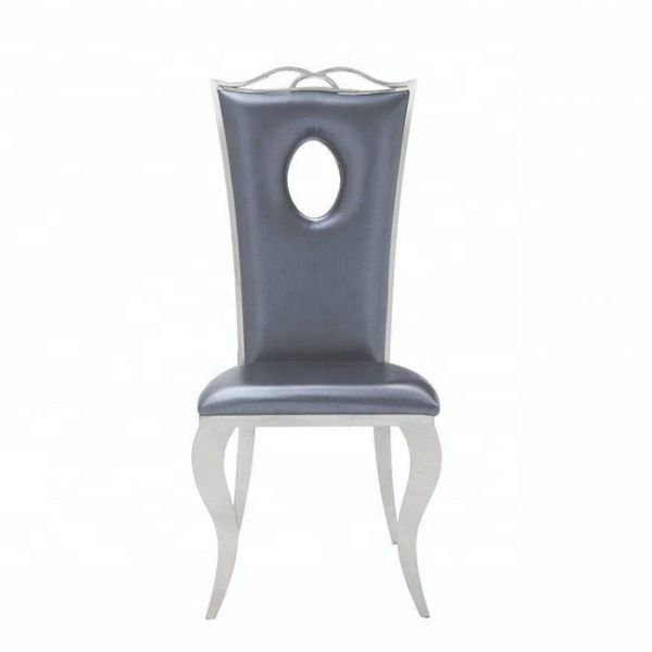 Quality Aesthetic Hole PU Leather Dining Chair With Stainless Steel Frame wholesale