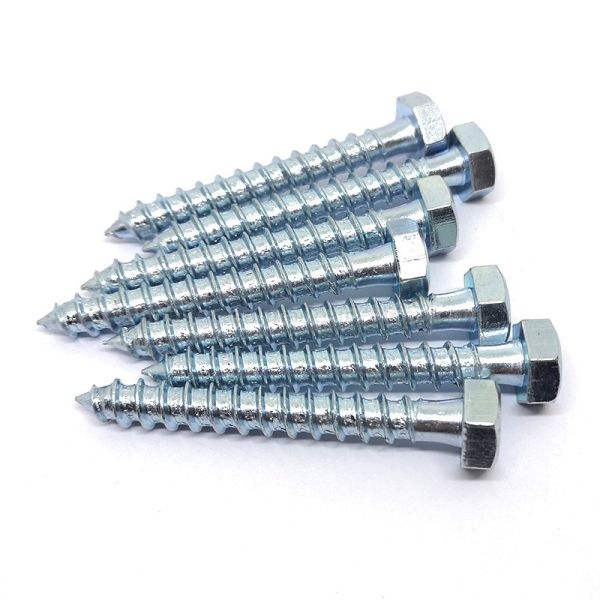 ISO9001 Certified Hexagon Head Wood Screw DIN571 with Full Thread and Zinc Plated Finish