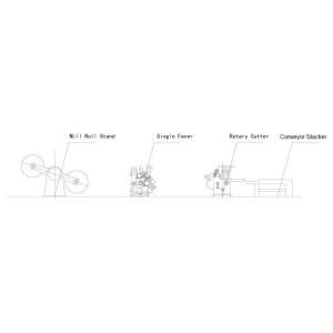 Cheap Single Facer Corrugated Line, Mill Roll Stand + Single Facer Corrugator + Rotary Cutter + Conveyor Stacker for sale