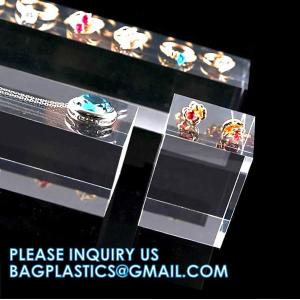 Clear Polished Acrylic Cube Cylinder, Square Display Block, Jewelry Display