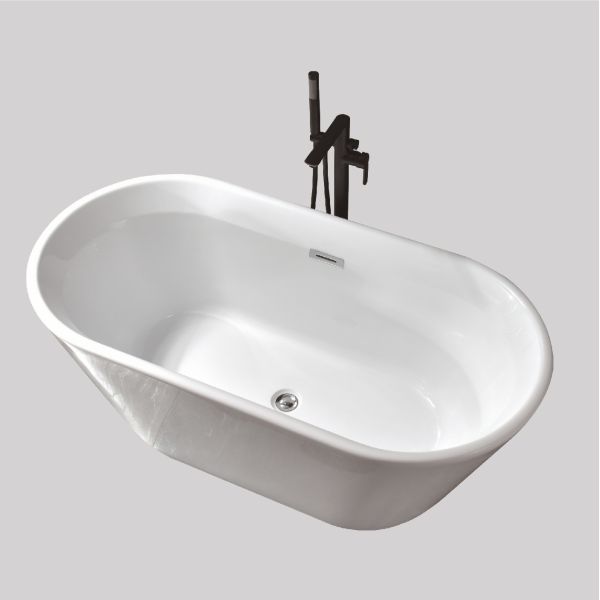 Quality 1700mm Bathroom Whirlpool Soaking Fiberglass Freestanding Tub Bath With Drainer ODM wholesale