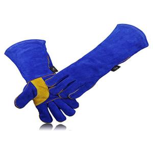 Blue Welding Work Gloves Wrist Stitching Reinforce For Hand Protection