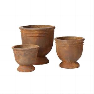 Ornate Architectural Cement Planter Pots Hand Carved For Courtyard Decor