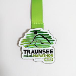 Silver Plated Mini Marathon Medal Zinc Alloy Soft Enamel Colors With Sponsor
