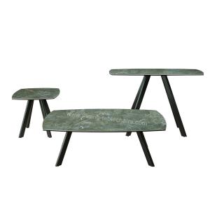 Elegant Green Glossy Artistic Coffee Tables Ceramic Topped Scratch Proof