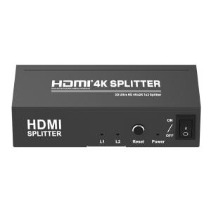 Black 48 Bit 10.2Gbps 4kx2k HDMI Splitter 1x2
