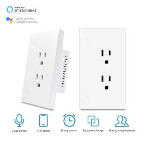 Cheap Wifi Smart In Wall Outlet With 2 Ac 16A Individual Control By App Only For 2.4ghz Wifi for sale