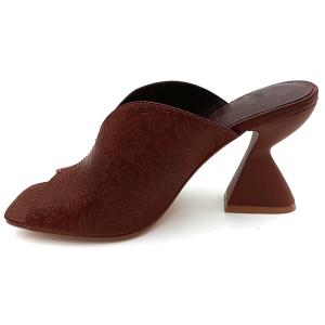 Quirky Square-Toe Loose Fit Mid Block Heeled Mule In Vegan Faux Leather