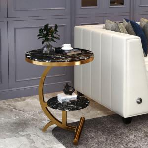 Light Luxury White Sofa Side Table With Marble Table Top SEDIA