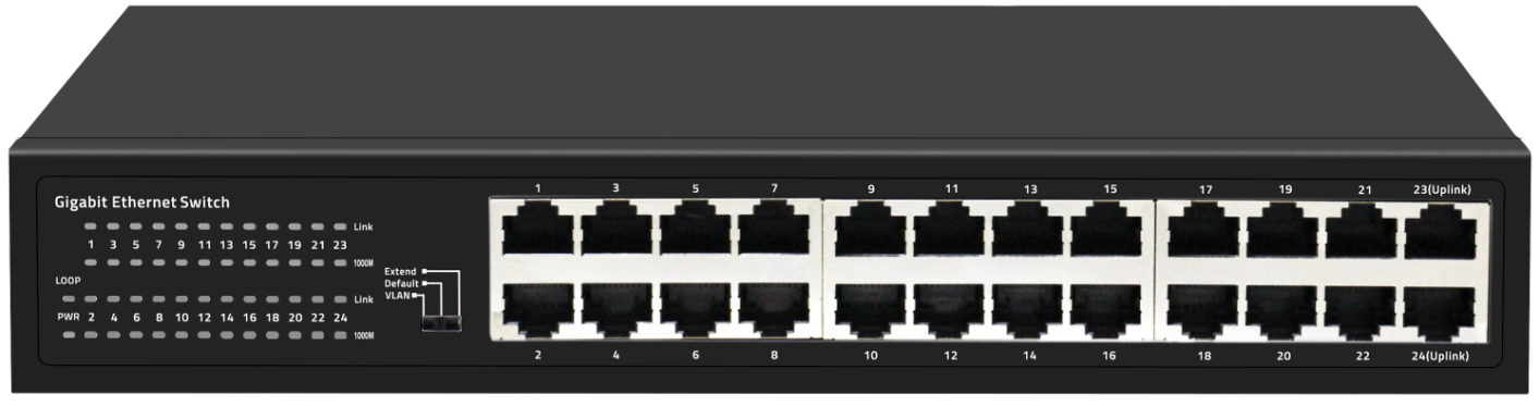 24-Port Gigabit Ethernet Switch with Smart Modes Fanless Desktop type AC Input