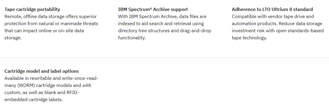 IBM Ultrium 8 Data Cartridges 3149ft Tap Length