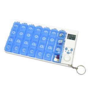 7 Day Medicine Pill Organizer, 4 Reminder Alarms, Loud Sound, 14 Large