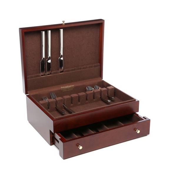 Quality Walnut Wooden Flatware Storage Chest, Anti-tarnish Velvet Lining, To Hold Forks, Spoons and Accessorire. wholesale