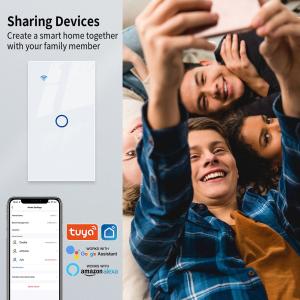 1gang Live Wire Seamless Connectivity Tempered Glass Intelligent Wall Switch WI