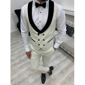 Ventura White Shawl Collar Tuxedo Slim Fit 3pc 65% Polyester