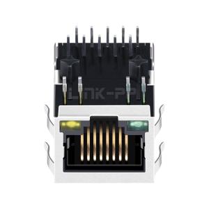 LPJM4538GENL Single Port 5G Base-T RJ45 Jack Integrated Magnetics Tab Down Green