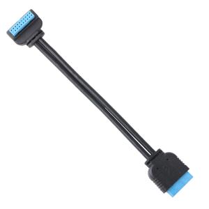 Black PVC Jacket USB3.0 IDC 20P TO IDC 20P 90 Degree Downward Bend Height 16mm