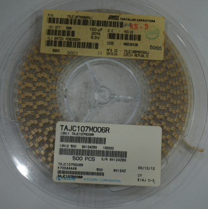 TAJC107M006RNJ Tantalum Chip Capacitors Solid SMD 6.3V 100uF 2312 ESR 900mOhms 20%
