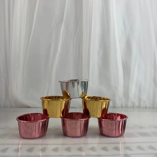 Quality Aluminum Metallic Rose Foil Paper Baking Cups Muffin Cake Mold wholesale