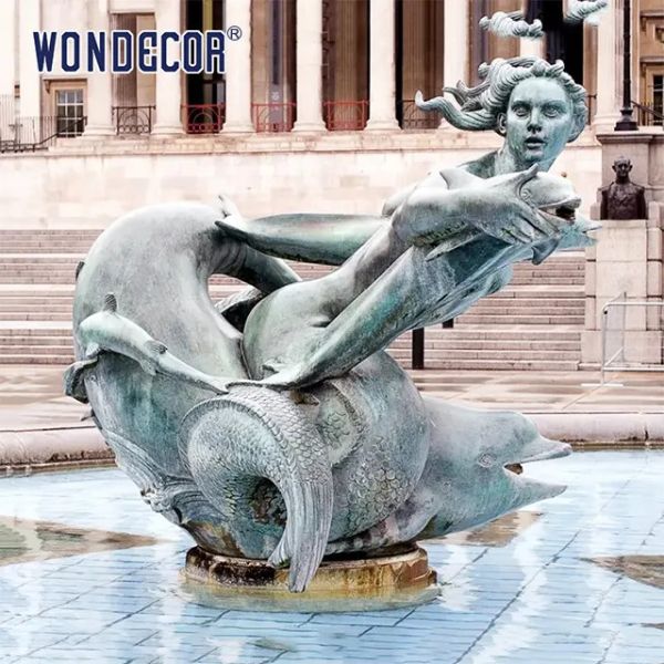 3D Water Fountain Sculpture Dolphin Spitter Fountain With Mermaid statue
