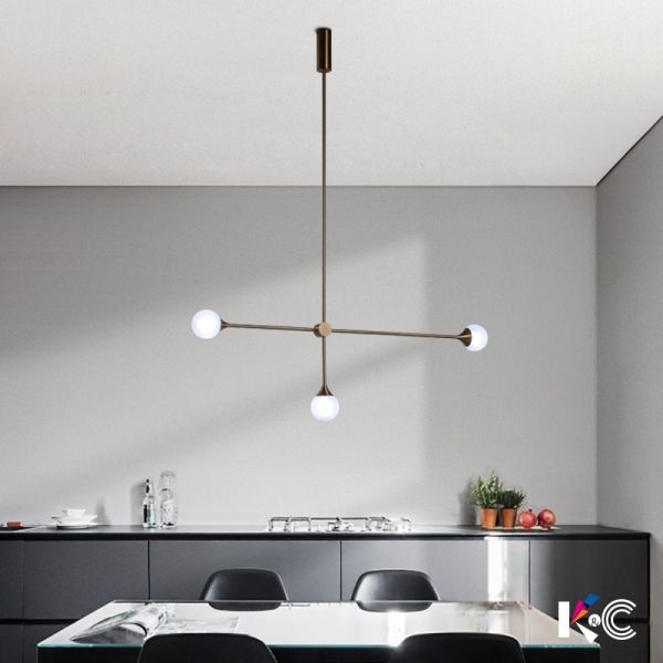 Nordic gold chandelier Line Iron Lighting Glass Ball Lampshade lustre industrial Chandelier(WH-MI-235)