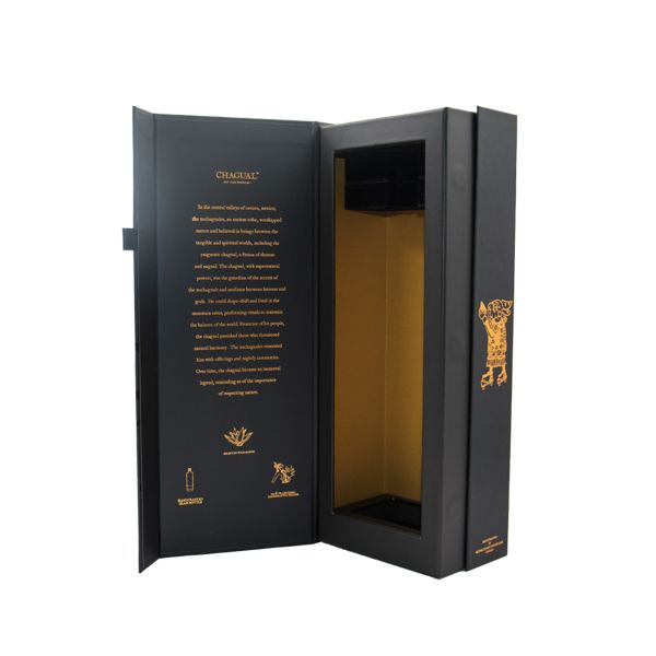 Custom Printed Logo Black Magnetic Paper Wine Packaging Box With Embossed Sponge Lining