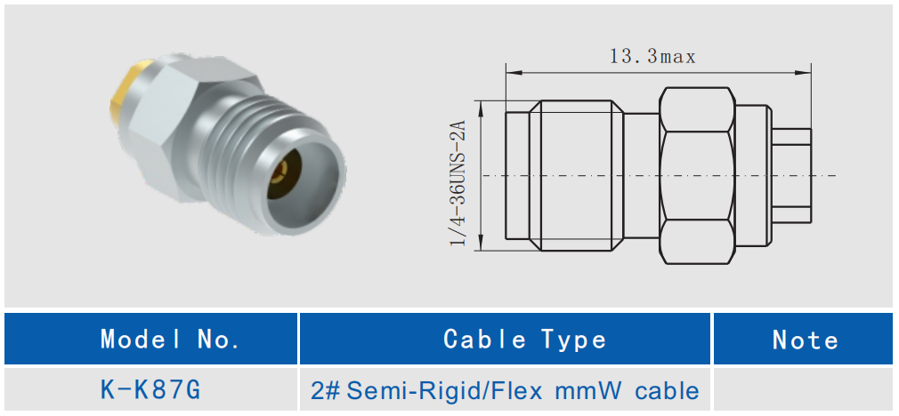 Female SS Material 2.92 Mm K Connector 2# Semi Rigid/Flexible Cable Use