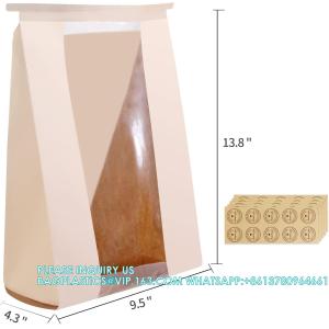 Large Kraft Paper Bread Bags Homemade Bread Loaf Bags 14" X 8.3" X 3.5" With Tin