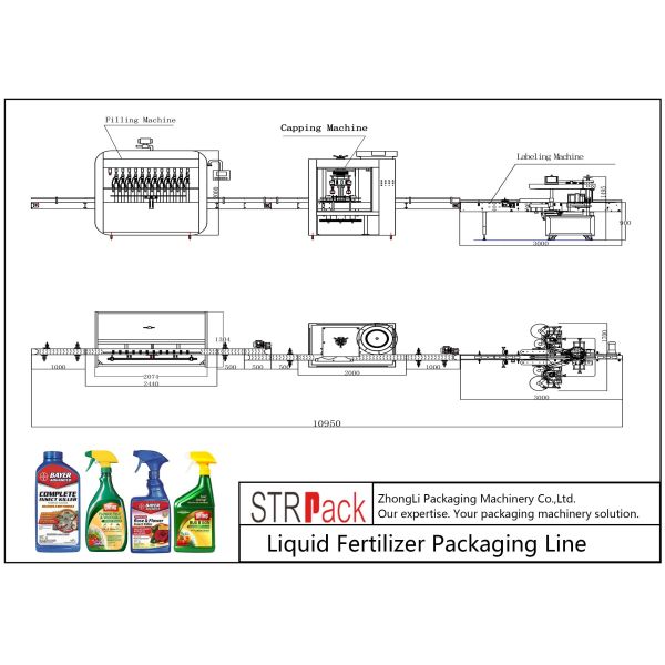 Automatic Bottle Filling Line Liquid Fertilizer Packaging Machine 500ml - 5L