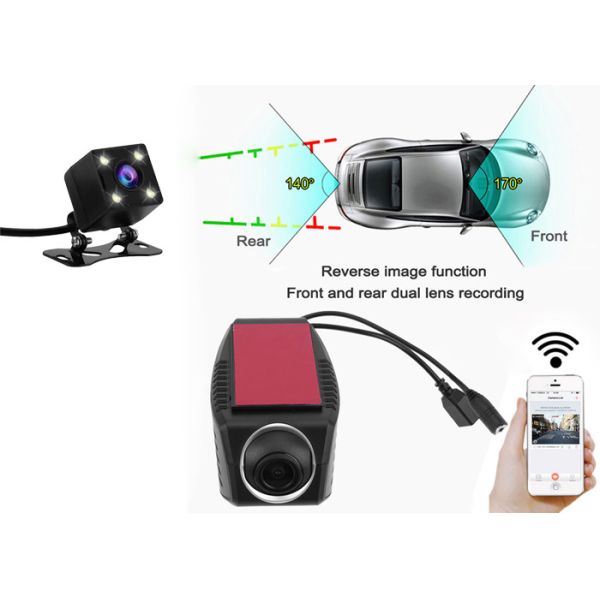 Wifi Car DVR Dash Camera Video Recorder Camcorder Dual Camera Lens Hidden Mini