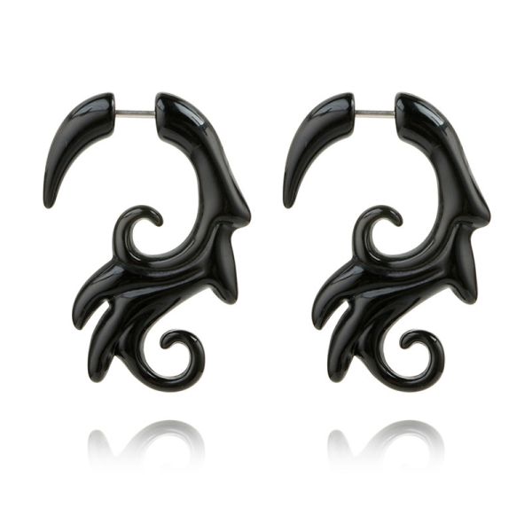 Punk Earring Plugs for Women Piercing Black Color Earrings Srcew Crooked Shape Ear Party Band Jewelry