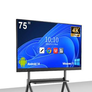 Cheap 4k 55 65 75 85 96 110'' Multi Language Software LCD Smart Android Interactive Touch Panel for sale