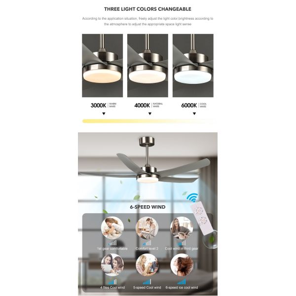 3 Color American Ceiling Fans Decorative 52 Inch Fan With Light