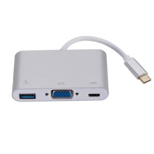 Data Transfer Ultra Thin VGA 3 In 1 10Gbps Powered USB C HUB