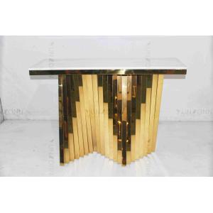 China Luxury Modern Tempered Glass Top Dining Table With Durable Metal Base on sale