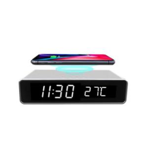 Qi Standard ABS Portable Wireless Mobile Charger 10 Watt With Alarm Clock