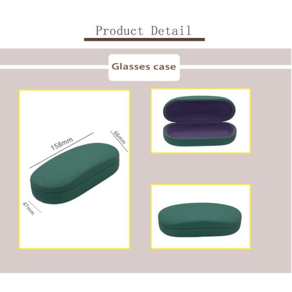 Green Color Odm 47mm Metal Glasses Case Packing Iron Leather