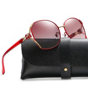 Four Leaf Clover Elegant Glass Lens Metal Frame Polarized Sunglasses Diamond