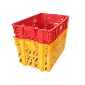 Foldable Orange Plastic Crates for Vegetables and Fruits Stack Nest Reusable