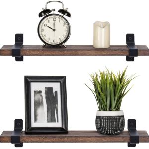 Rustic Wood Floating Shelves Wall Storage Triangle Bracket for Custom Size