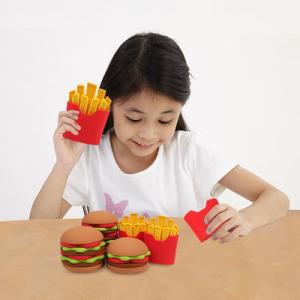 Kids Toy Baby Soft Sensory Hamburger and Fries Educational Silicone Building