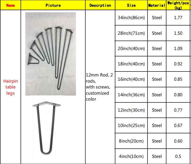 Heavy Duty Furniture Metal Legs Dining Hairpin Table Legs To Enhance Your DIY Projects